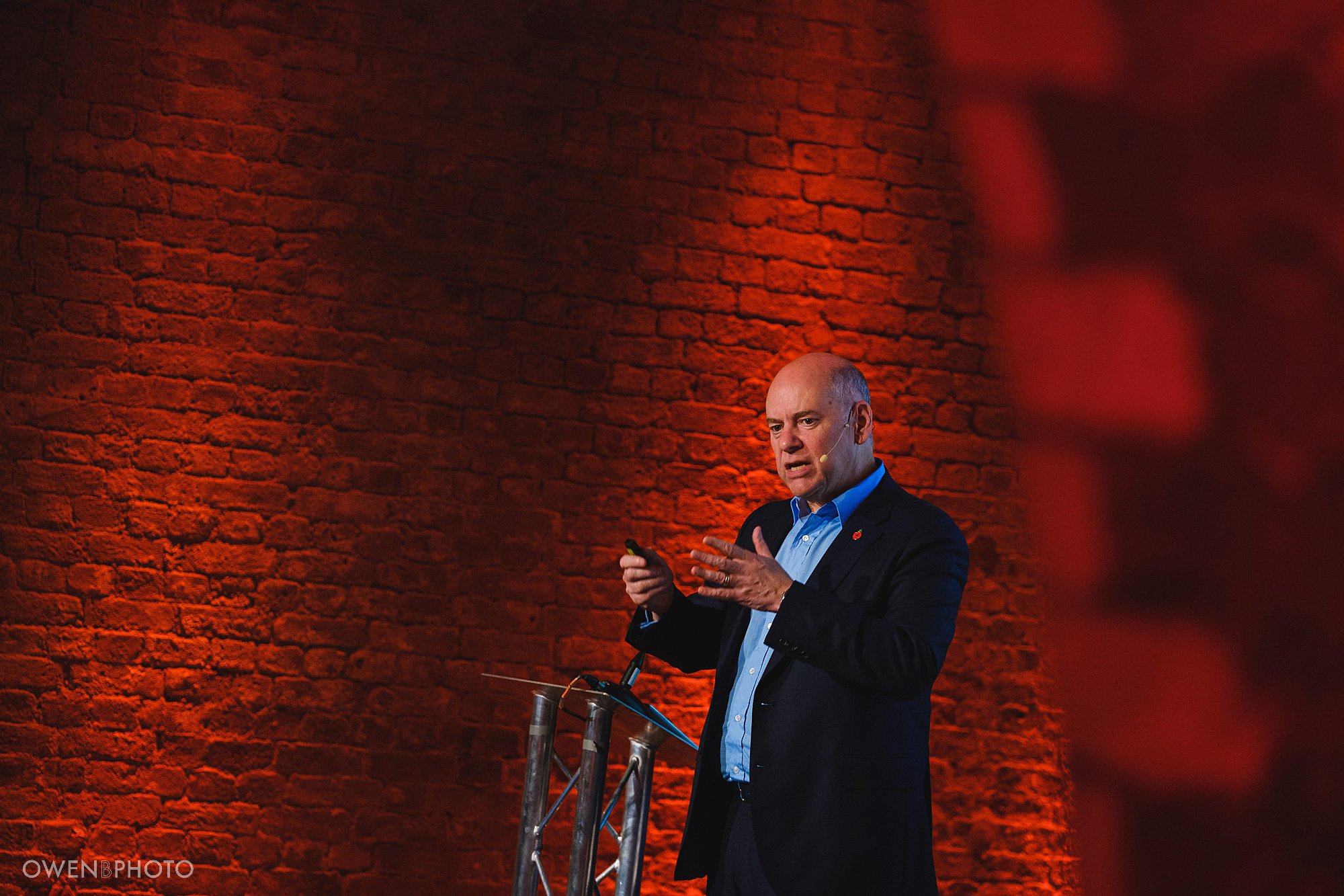 lord jonathan evans speaks at a corporate conference at the steelyard in london