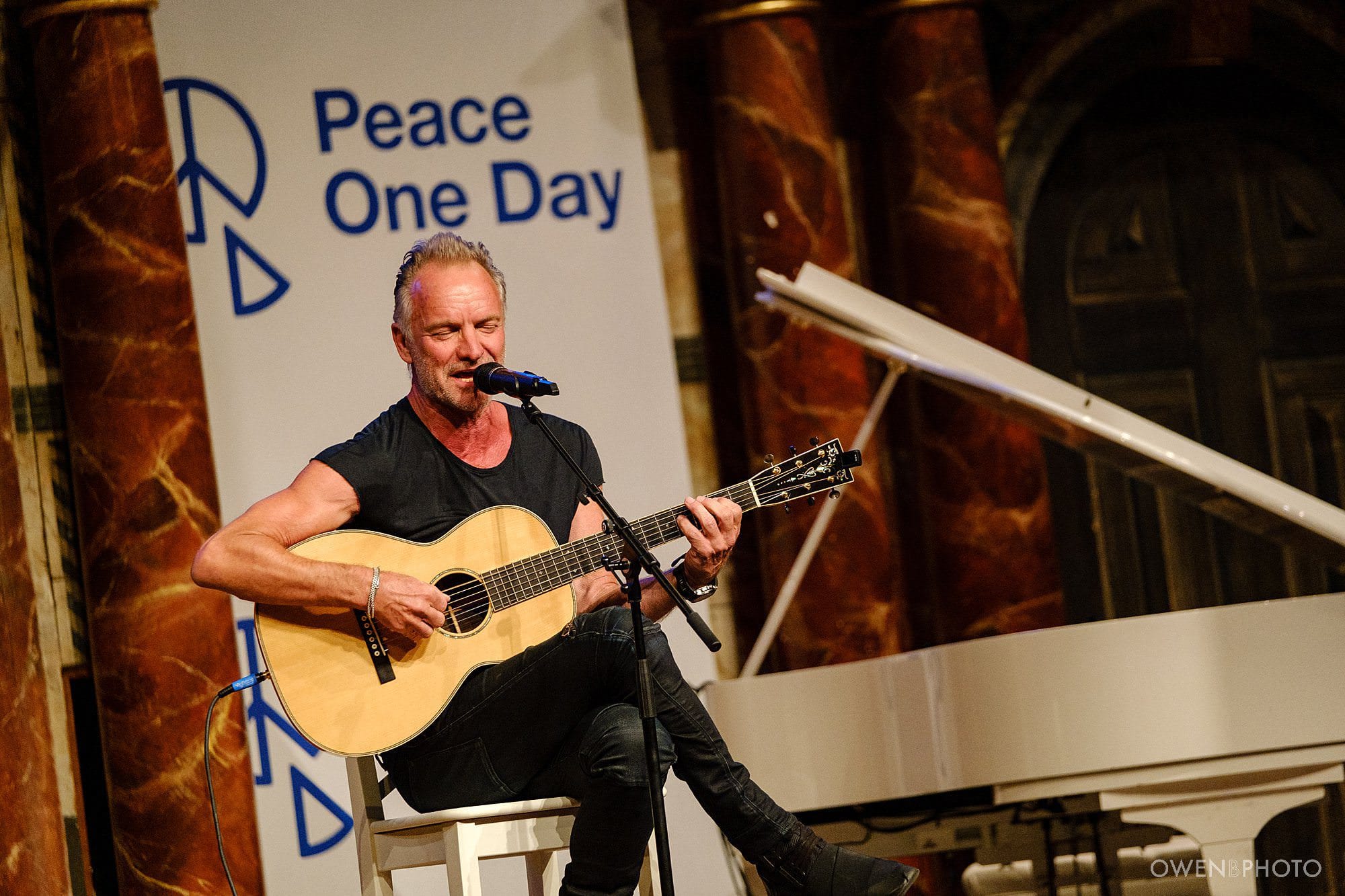 Sting performing at Peace One Day, by London PR Photographer Owen Billcliffe