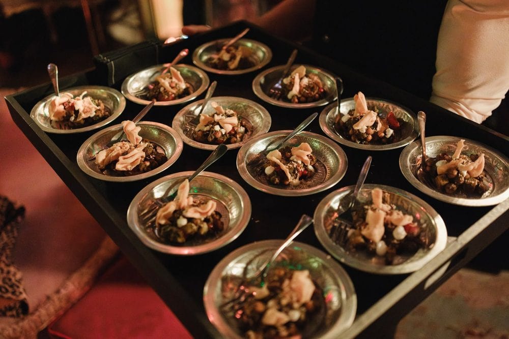 Food close-up showing canapés and garnishes at a Mayfair private event venue