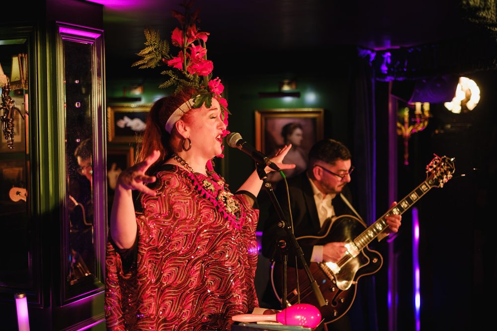 Lounge singer performing live music at a private event in Dear Darling, Mayfair