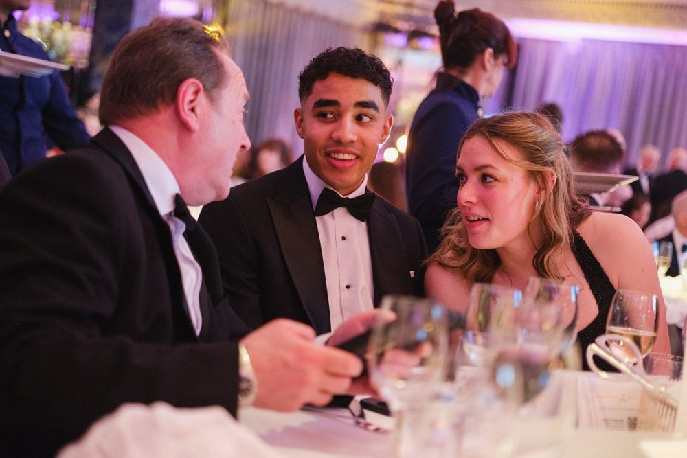 Drinks reception with attendees mingling at the Brain Tumour Research fundraising dinner in The Dorchester