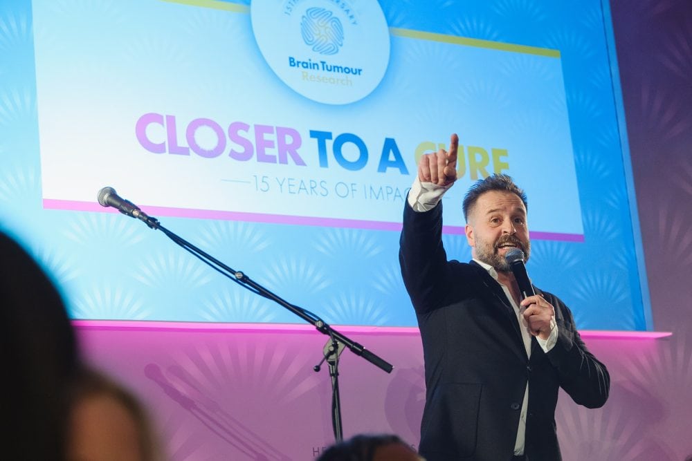 Alfie Boe performing at the Brain Tumour Research gala in the ballroom at The Dorchester, London