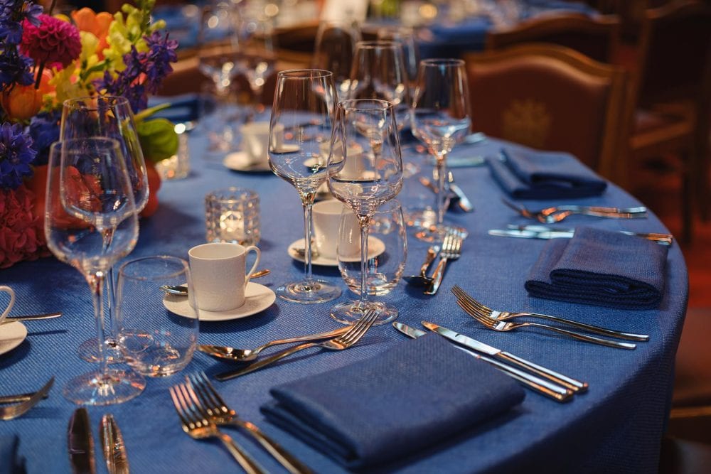 table details before a lunch event in Guildhall London