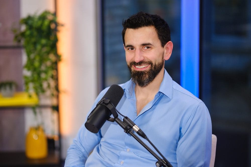 Maxime Guirauton on the set of their podcast Money Travels for VISA Direct