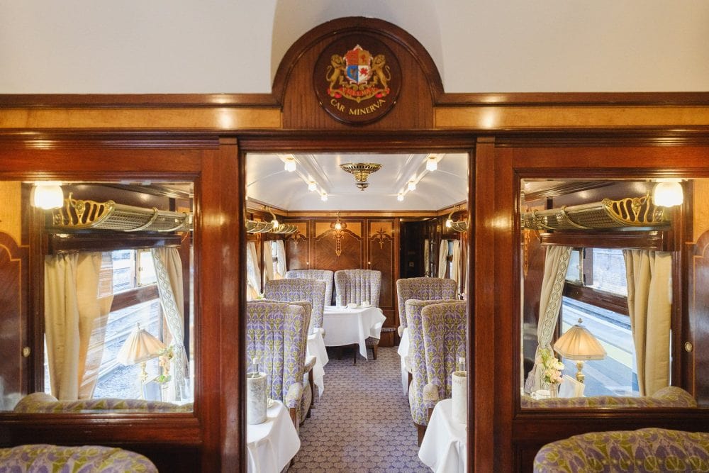 Interior view of the Pullman train cabins fully prepared with bespoke TAG Heuer décor