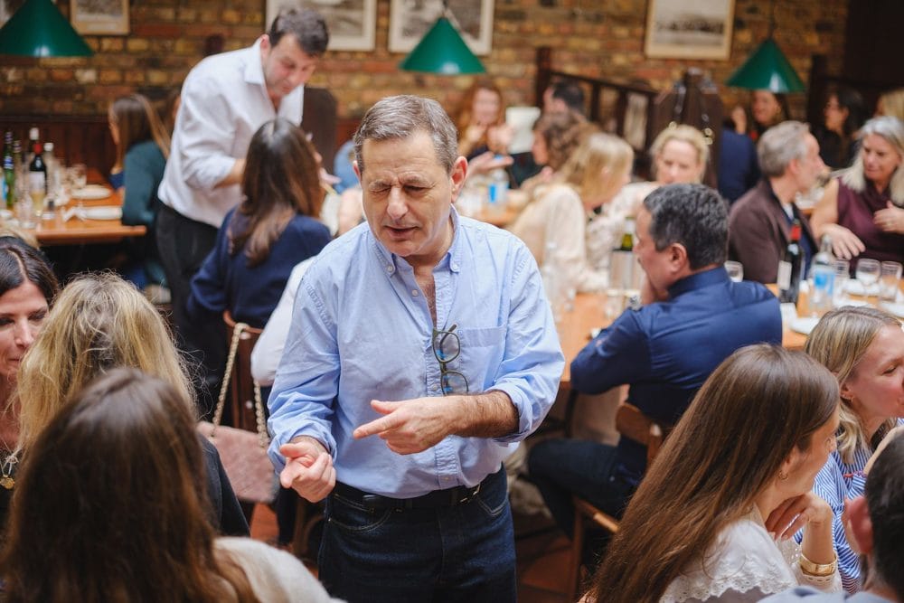 Lively conversation over lunch at Lemonia