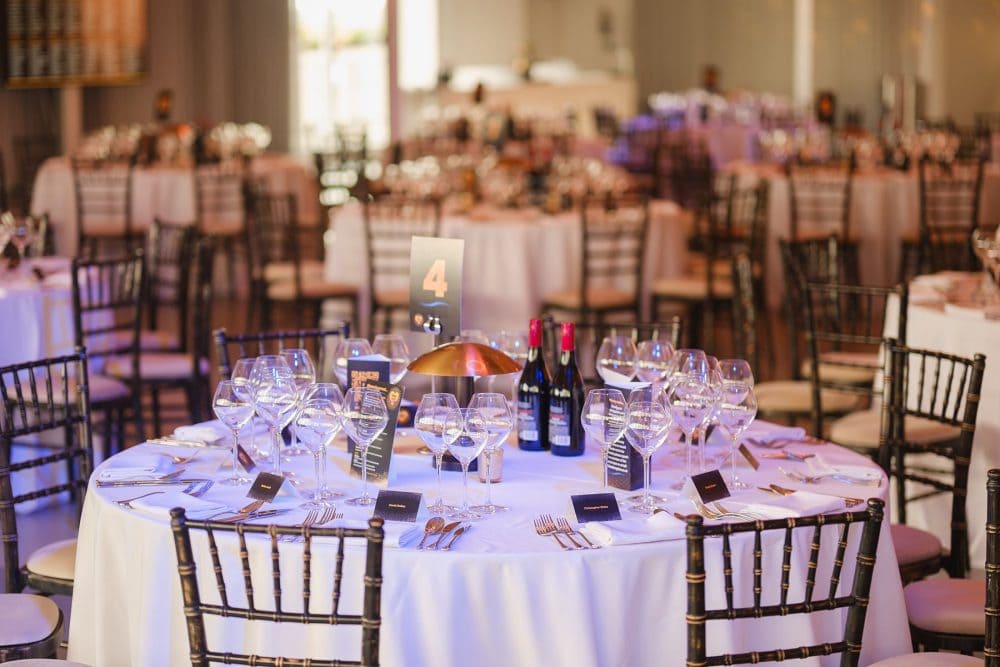 table details in Illuminate during a dinner event at the London Science Museum