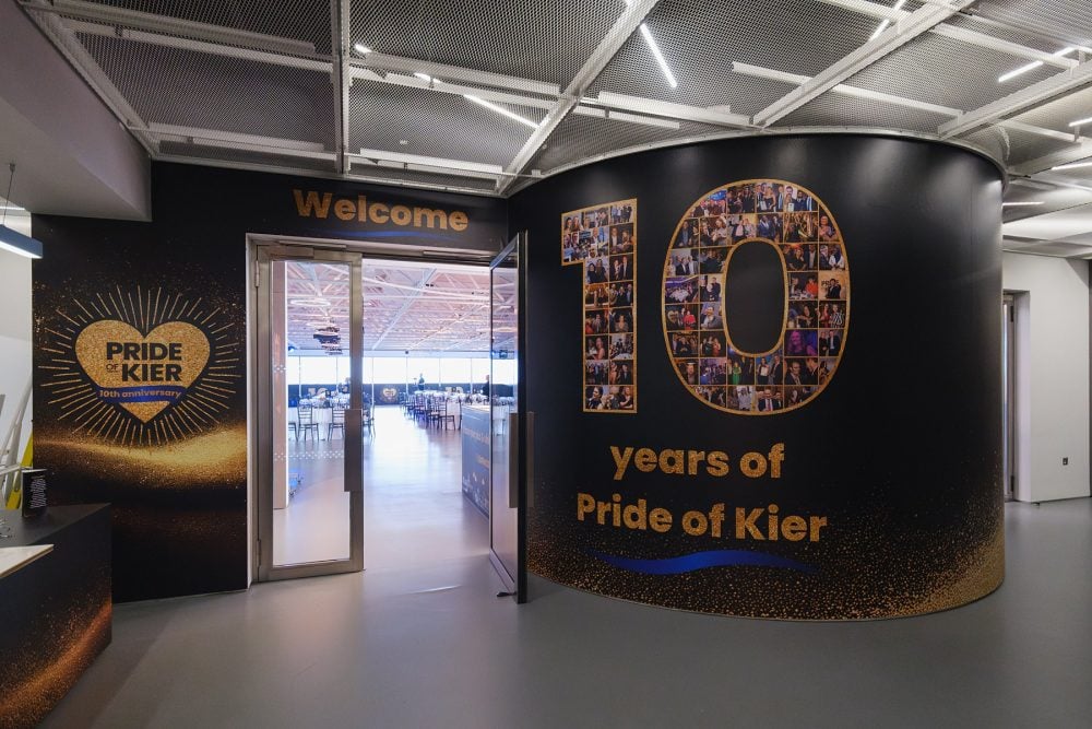 client branding on the walls outside Illuminate during an event at London Science Museum