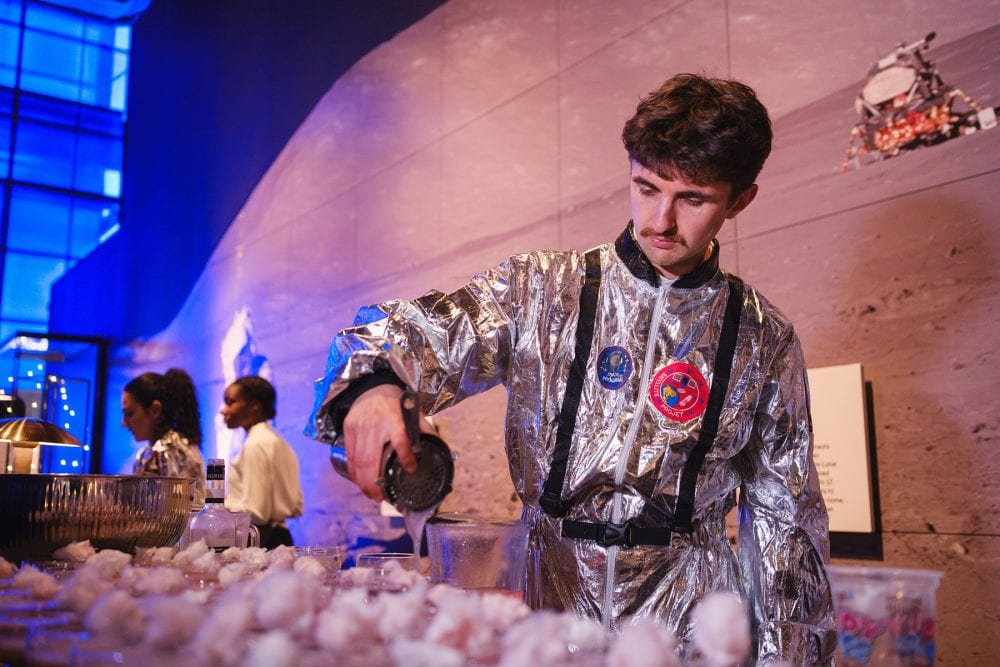 bar staff pouring cocktails for an event at London Science Museum